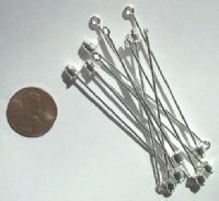 10 65mm Silver Plated Lapel / Stick Pins with Loop